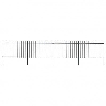 Gard de grădină cu vârf suliță, negru, 6,8 m, oțel