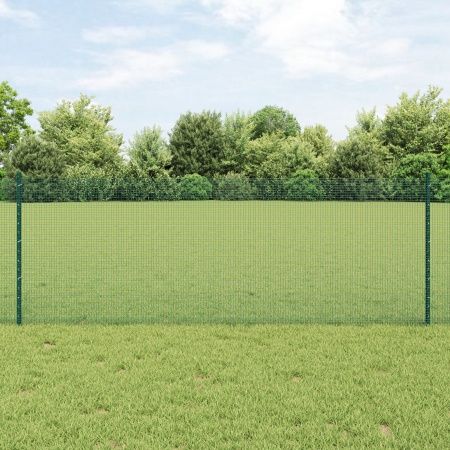 Gard din Sârmă Sudată cu 11 Posturi U Verde 0.8x25 m Oțel