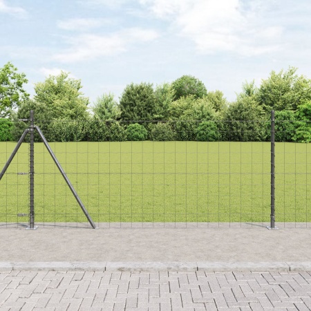 Gard Euro Set de 2 Gri Bază de beton, Posturi metalice 25 x 1 m