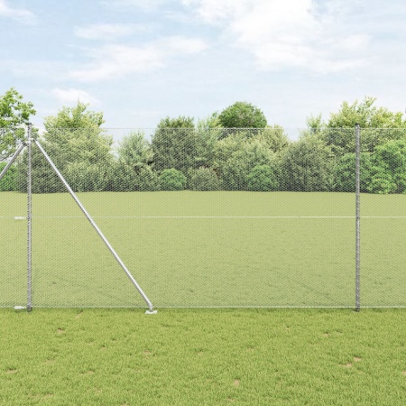 Gard hexagonal 1.5x10 m din oțel galvanizat, Stâlpi pentru gard cu încuietori 7 buc Ø32 mm 170 cm din oțel galvanizat