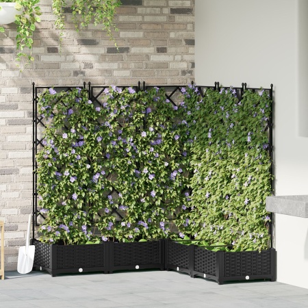 Ghiveci de grădină cu trelis 5 pcs Negru 120x120x125.5 cm