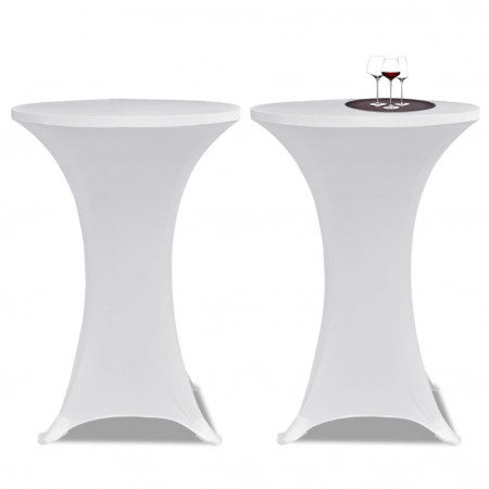 Husă de masă cu picior Ø80 cm, 2 buc., alb, elastic - Img 1