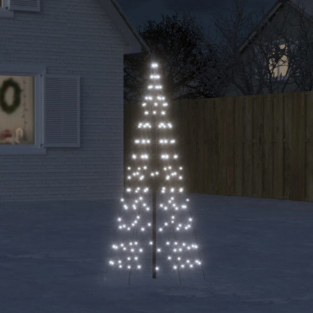 Iluminat brad de Crăciun pe stâlp, 200 LED-uri alb rece, 180 cm