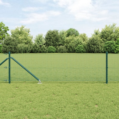 Împrejmuire sudată cu 7 stâlpi înfipți Verde 0.8x10 m Oțel