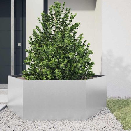 Jardinieră de grădină 138x120x45 cm oțel galvanizat hexagonal