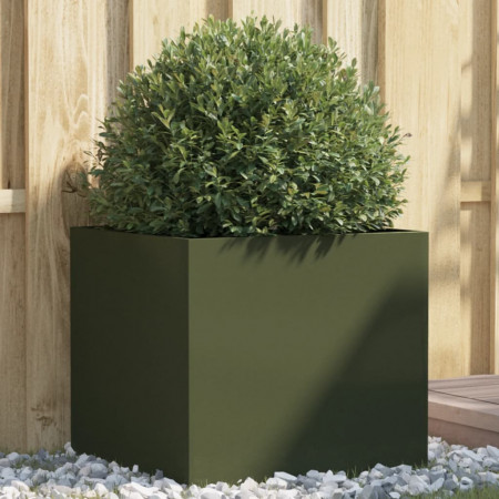 Jardinieră, verde măsliniu, 49x47x46 cm, oțel laminat la rece - Img 1