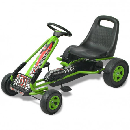 Kart cu pedale cu șezut reglabil verde - Img 1