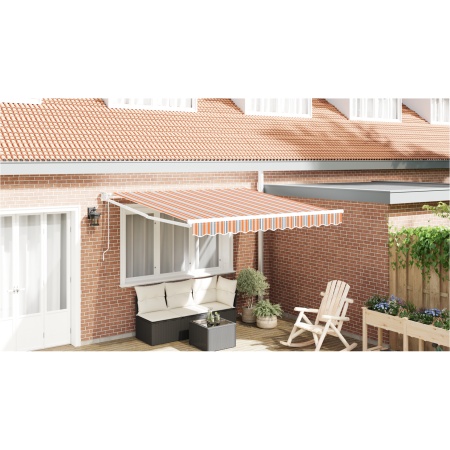 Marchiză retractabilă automată cu dungi multicolore 350x250 cm