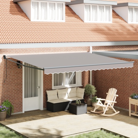 Marchiză retractabilă automată Gri deschis 450x300 cm, Material de înlocuire pentru marchiză pentru cadru de 4,5x3 m Gri deschis