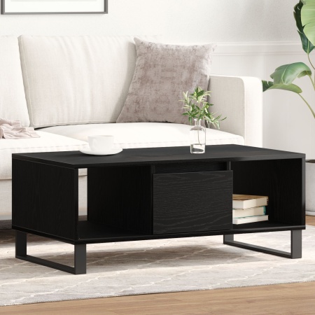 Masă de cafea Negru Stejar 90x50x36,5 cm Lemn compus