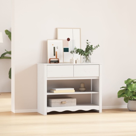 Masă de Consolă DRAMMEN Alb 89,5x37x73 cm Lemn Solid Pin