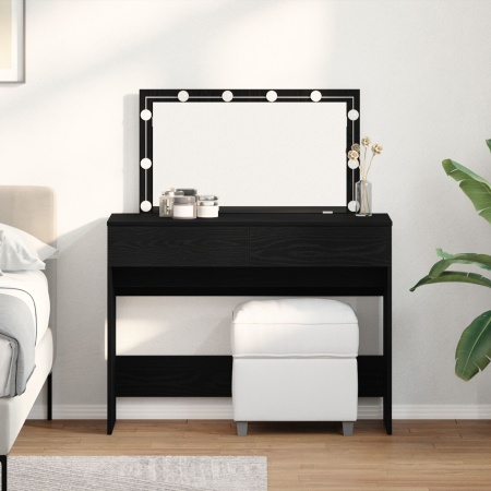 Masă de Toaletă cu LED Stejar Negru 100x40x120 cm - Img 1