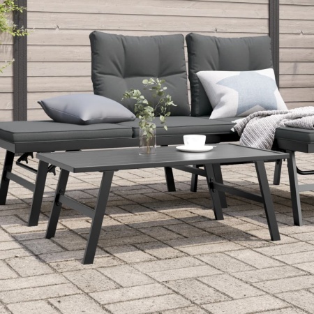 Măsuță cafea grădină negru 90x45x35cm oțel vopsit electrostatic