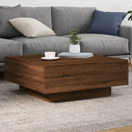 Măsuță de cafea cu lumini LED, stejar maro, 80x80x31 cm