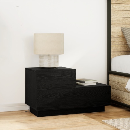 Noptieră cu LED-uri, stejar negru, 100x36x49 cm