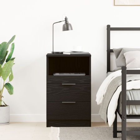 Noptieră Negru Stejar 40x35x65 cm Fabricată din Lemn Prelucrat