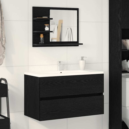 Oglindă de baie Stejar negru 60x10,5x45 cm lemn prelucrat