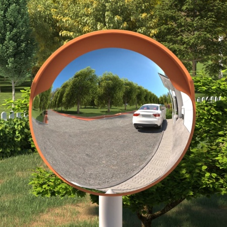 Oglindă trafic convexă exterior, portocaliu Ø30 cm policarbonat
