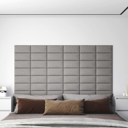 Panouri de perete 12 buc. gri deschis 30x15 cm textil 0,54 m²