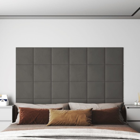 Panouri de perete 12 buc. gri închis 30x30 cm catifea 1,08 m²
