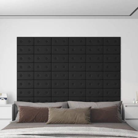 Panouri perete 12 buc. negru 30x15 cm piele ecologică 0,54 m²