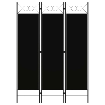 Paravan de cameră cu 3 panouri, negru, 120 x 180 cm