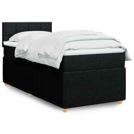 Pat box spring cu saltea, negru, 100x200 cm, textil - Img 1