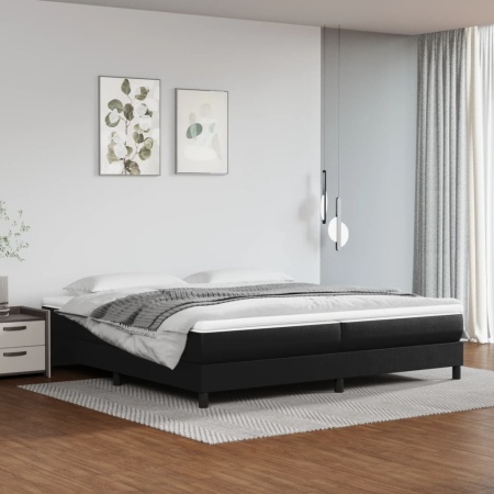 Pat box spring cu saltea, negru, 200x200 cm, piele ecologică