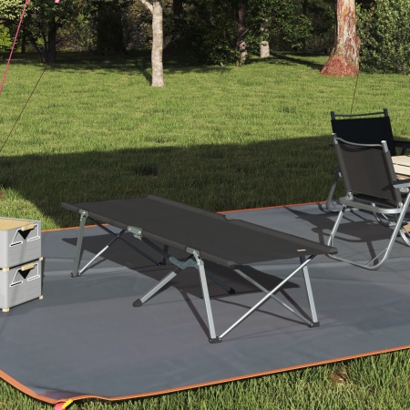 Pat pliabil de camping cu geantă de transport Negru 600D Oxford Fabric