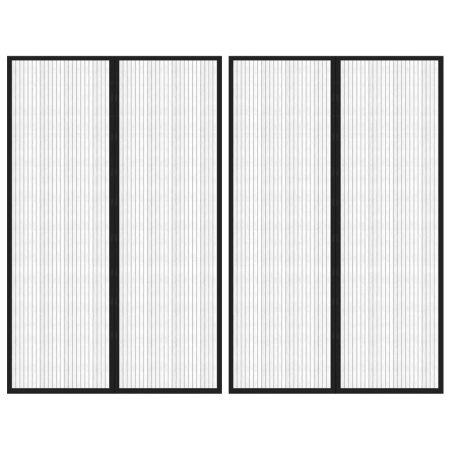 Perdea de ușă anti-insecte cu magnet, 2 buc., negru, 220x130 cm