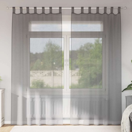 Perdele voal cu bucle 2 buc Gri închis 140x225 cm