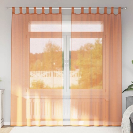 Perdele Voile cu Bucle 2 buc Terracota 140x225 cm