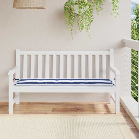 Pernă de bancă dungi albastre și albe 150x50x4 cm textil oxford