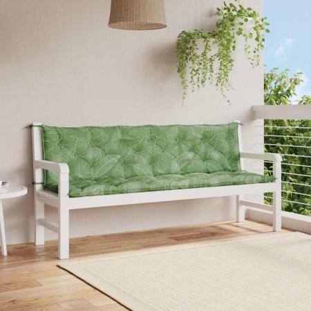 Perne bancă de grădină, 2 buc, 200x50x7cm, model frunze, textil