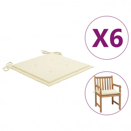 Perne scaun de grădină, 6 buc., crem, 50x50x4 cm, textil - Img 1