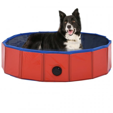 Piscină pentru câini pliabilă, roșu, 80 x 20 cm, PVC