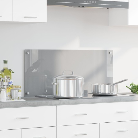 Placă de Backsplash pentru Bucătărie Gri deschis 90x40x0,6 cm din Sticlă Securizată