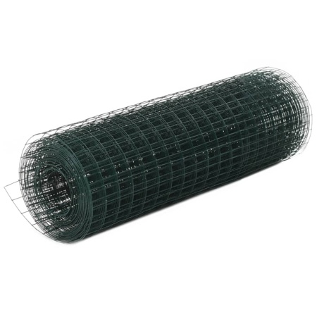 Plasă de sârmă găini, verde, 25 x 0,5 m, oțel cu înveliș PVC