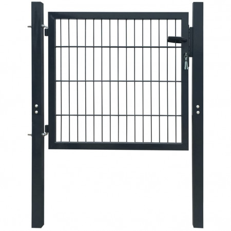 Poartă pentru gard 2D (simplă), gri antracit, 106x130 cm - Img 1
