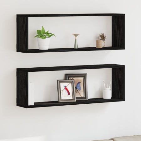 Polițe - Set de 2, Stejar Negru, 80x15x26 cm, Fabricate din Lemn Prelucrat
