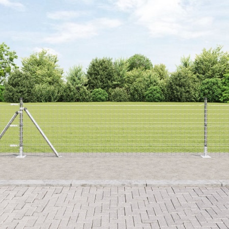 Posturi de gard cu plăci de bază 52 buc Ø32mm 70cm Oțel galvanizat