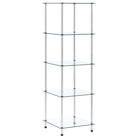 Raft cu 5 niveluri transparent, 40x40x130 cm, sticlă securizată