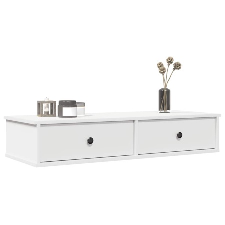 Raft de perete cu sertare, alb, 100x37,5x19 cm, lemn prelucrat