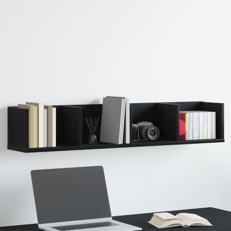 Raft pentru CD-uri Stejar Negru 100x18x18 cm Lemn prelucrat