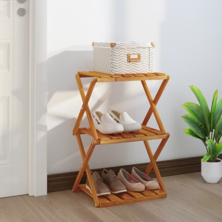 Raft pliabil cu 3 niveluri, maro, 43x31x63 cm lemn masiv acacia