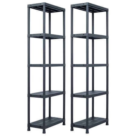 Rafturi de depozitare 2 buc. negru 60x30x180 cm plastic 125 kg