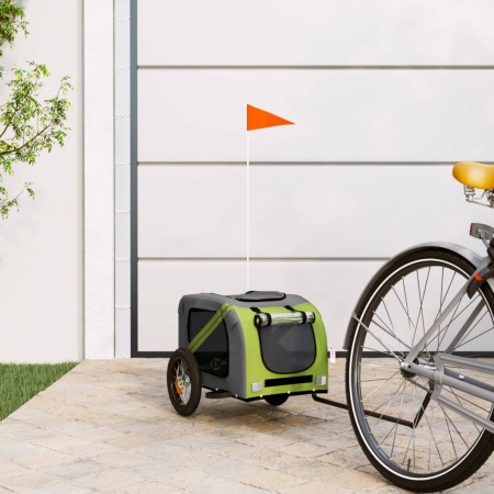 Remorcă bicicletă animale companie verde/gri textil oxford/fier