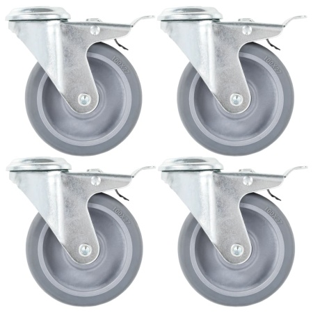 Roți pivotante cu gaură pentru șurub, 8 buc., 100 mm