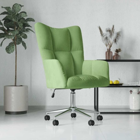 Scaun de relaxare, verde deschis, catifea