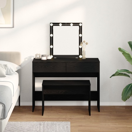 Scaun de toaletă Stejar negru 70x35x45 cm Lemn stratificat